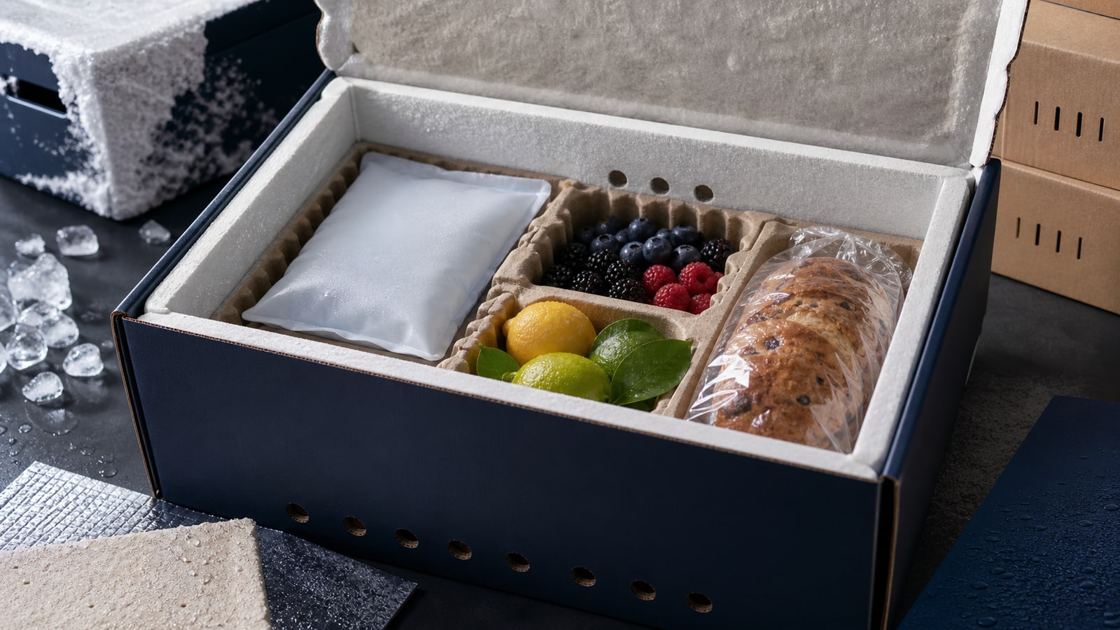 Emballage isotherme compartimenté pour protéger des aliments périssables