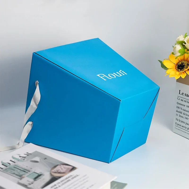 Boîte fleurs avec poignées ruban