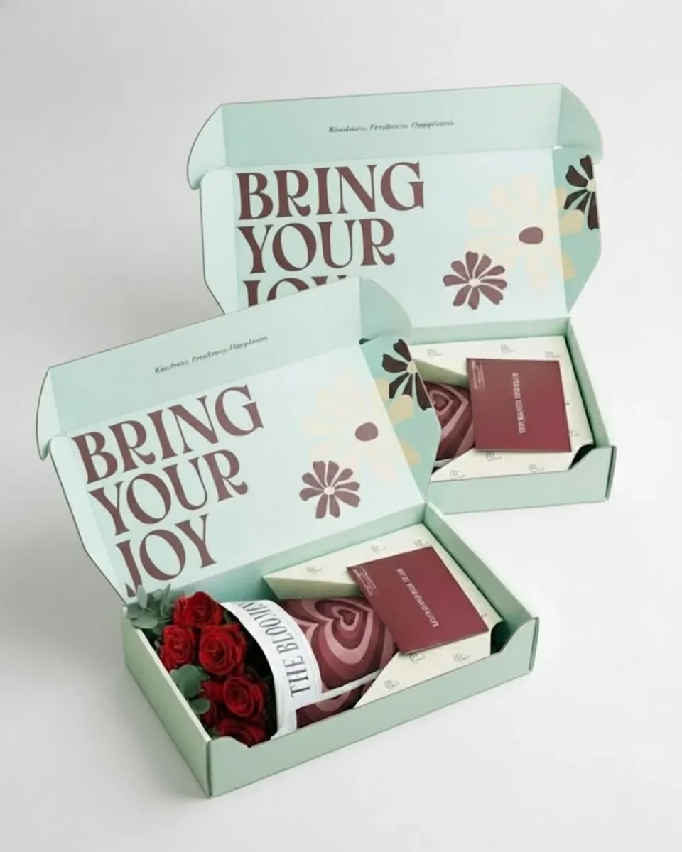 Coffret cadeau floral à couvercle charnière