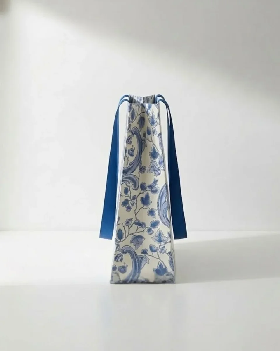 Sac papier luxe anses ruban floral