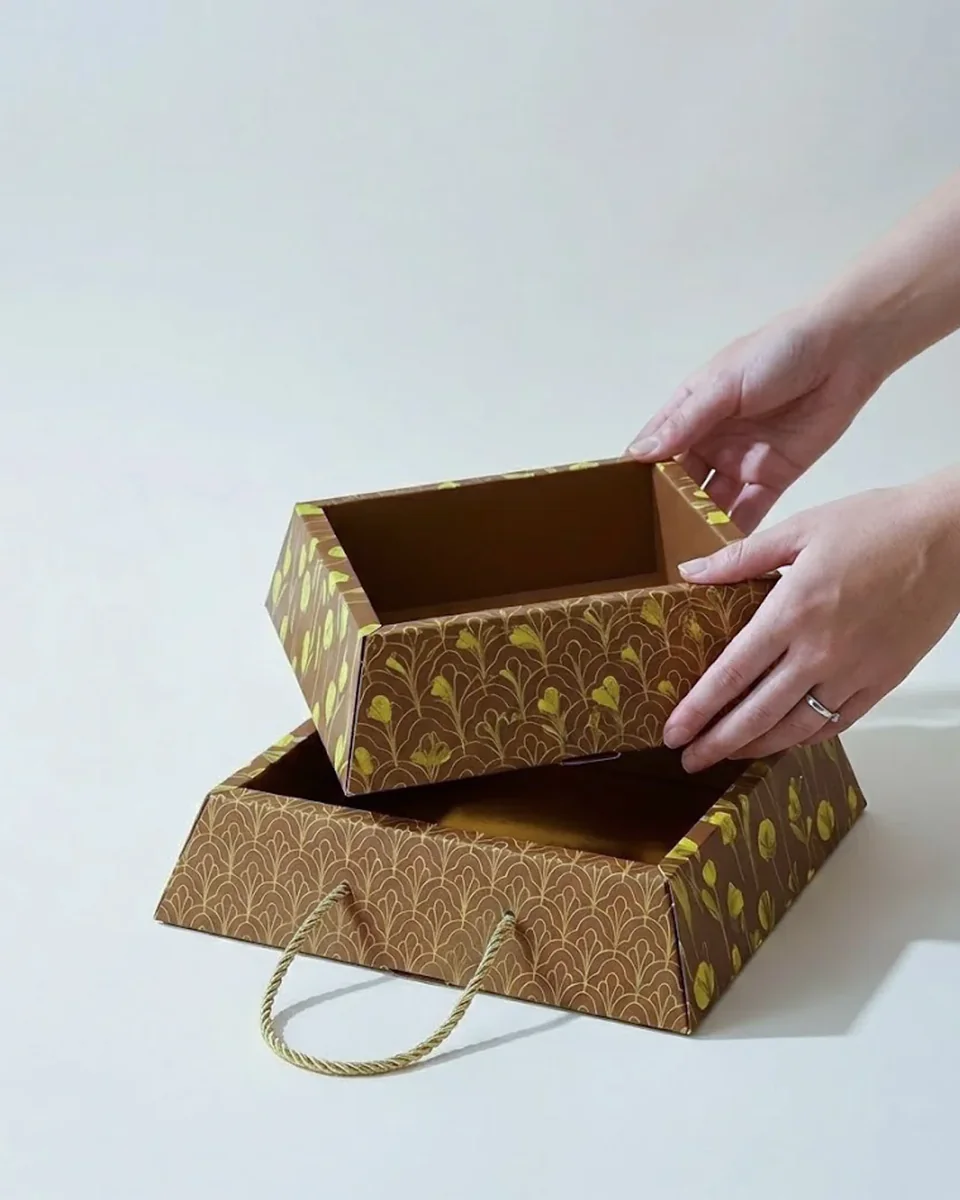 Boîte pyramide cadeau avec poignée