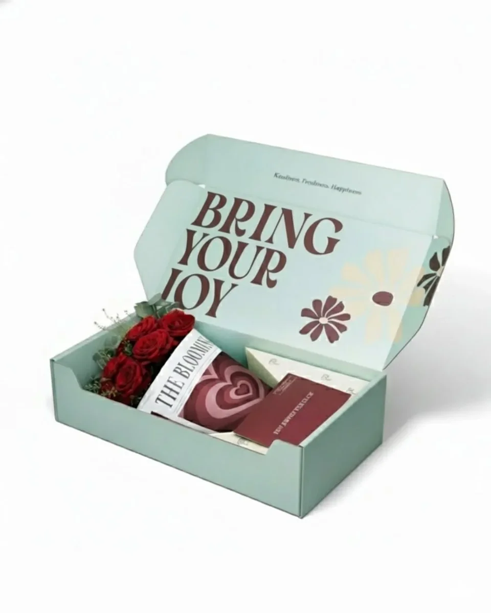Coffret cadeau floral à couvercle charnière