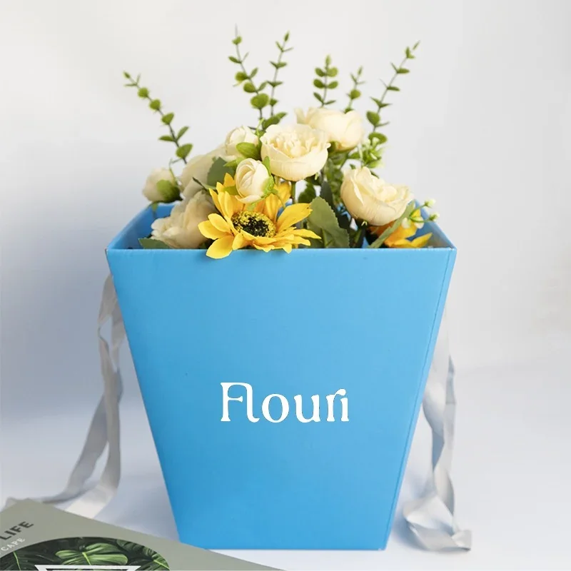 Boîte fleurs avec poignées ruban