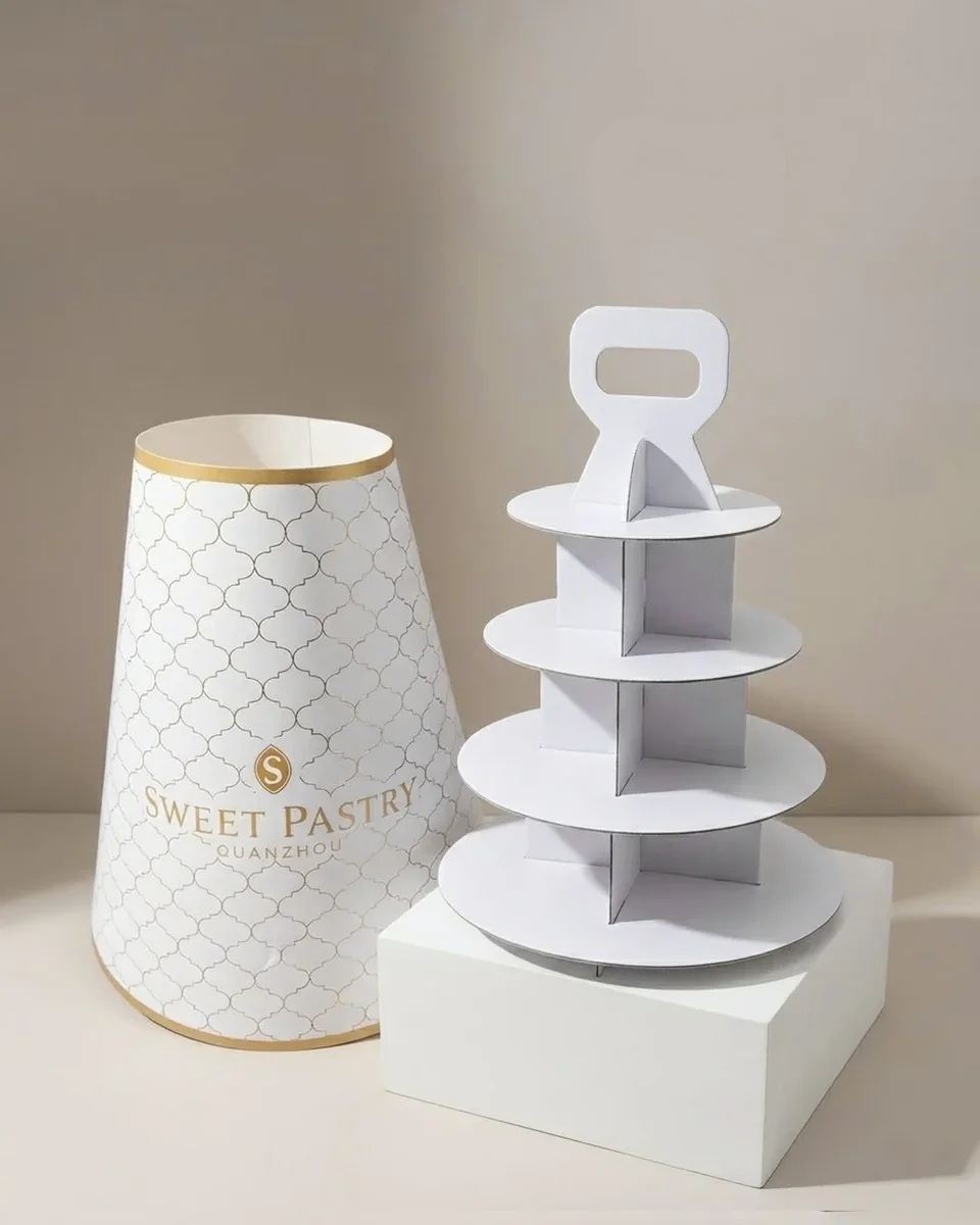 Boîte pyramide pâtisserie avec poignée